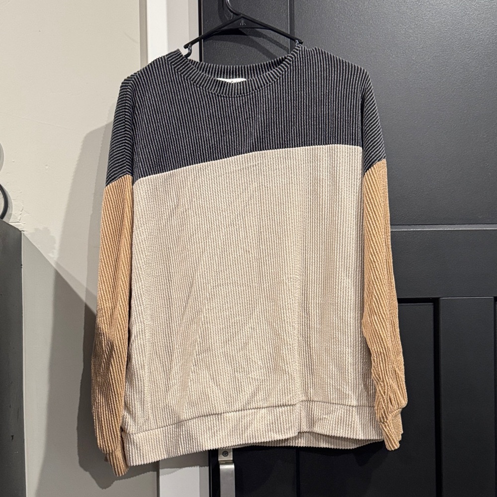 Striped Black and Tan Long Sleeve Sweater